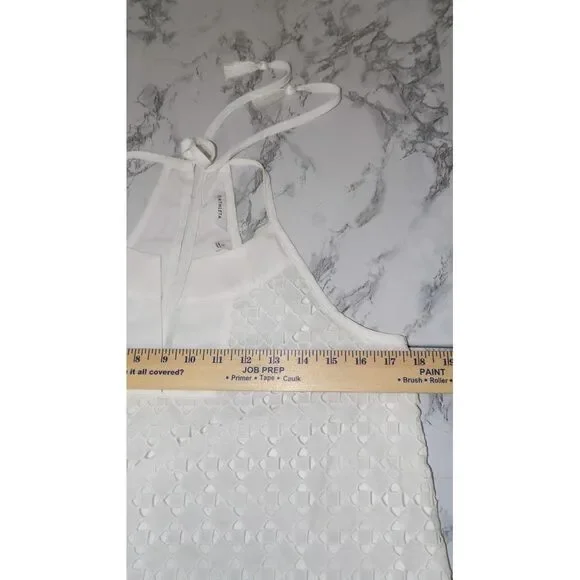 Athleta Eyelet Tank Top White‎ Halter Split Neck Flowy Sleeveless Lined Size S - Picture 5 of 11